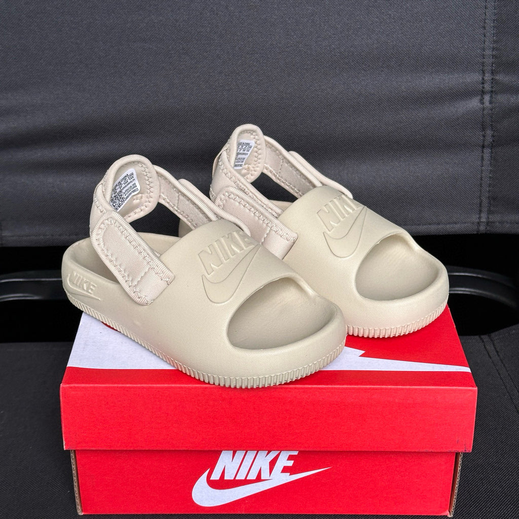 open toe Velcro two-way sandals" light beige"