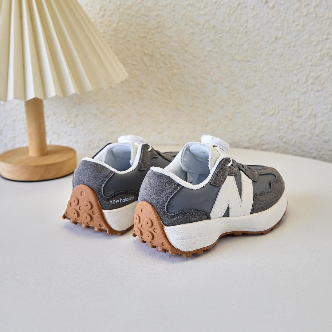 NB327 Rotating Buckle Waffle Gump Children's Shoes" gray, white"