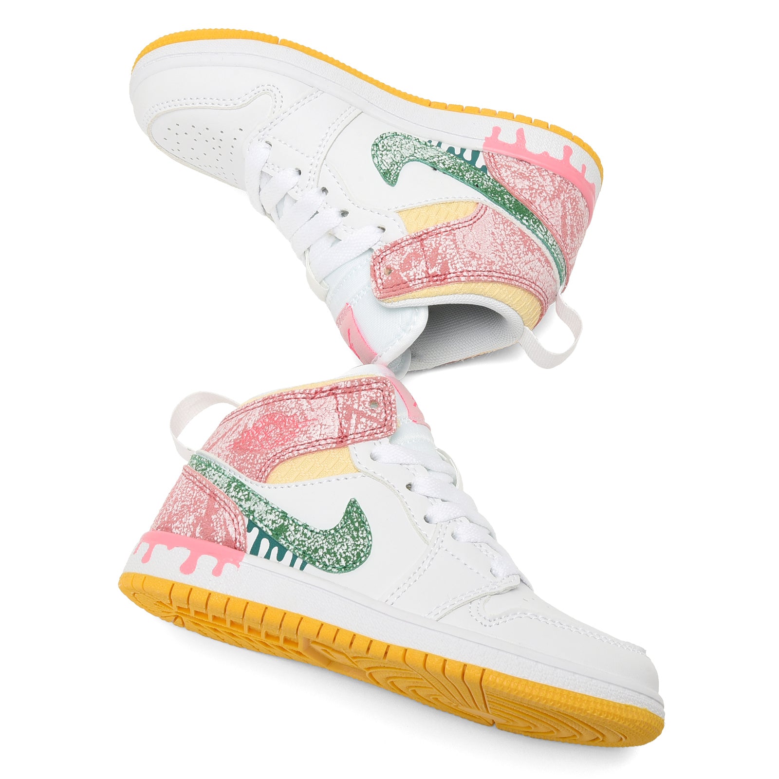 AJ-127" White, green, Pink"