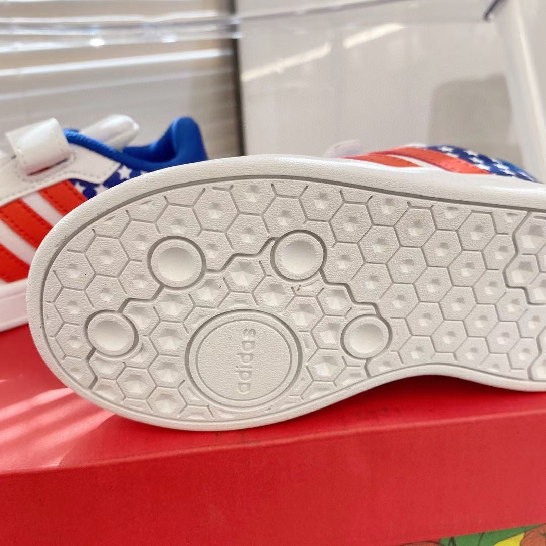 Adidas co-branded Velcro children's shoes" white, red, blue"