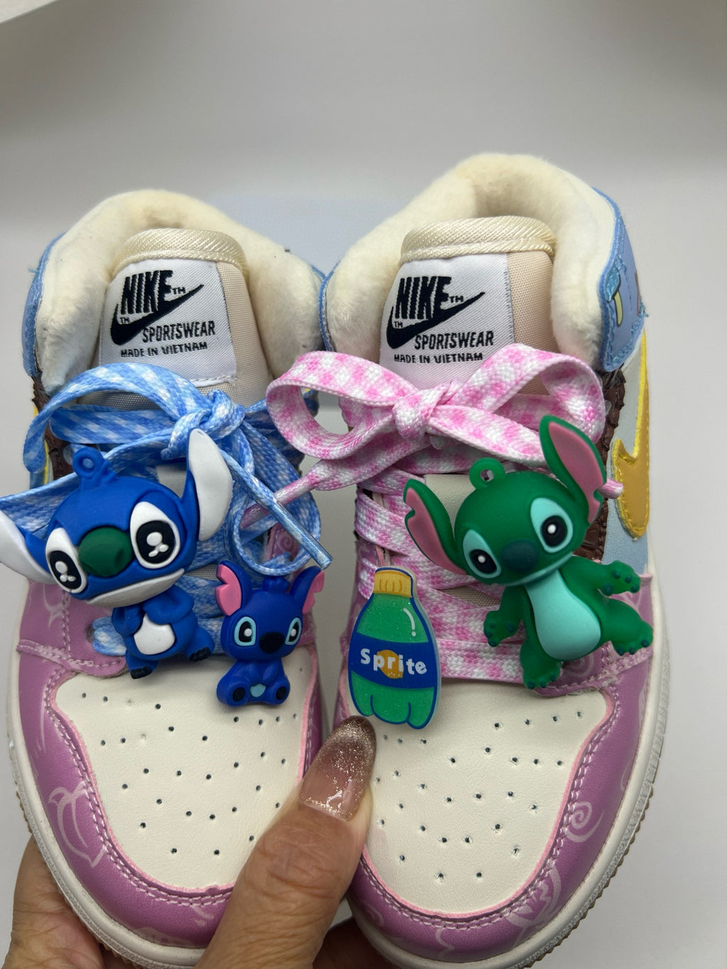 Joe One Cartoon Doll Accessories High Top Sneakers " Cream, purple"
