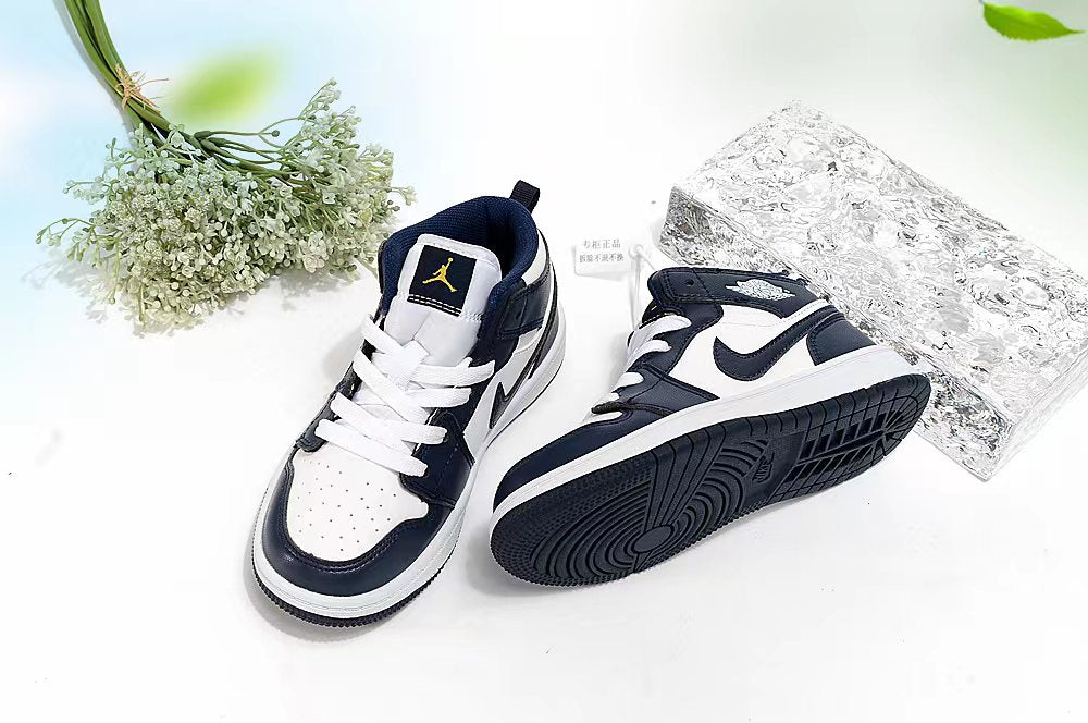 Jordan AJ1 children's shoes" white, Navy"