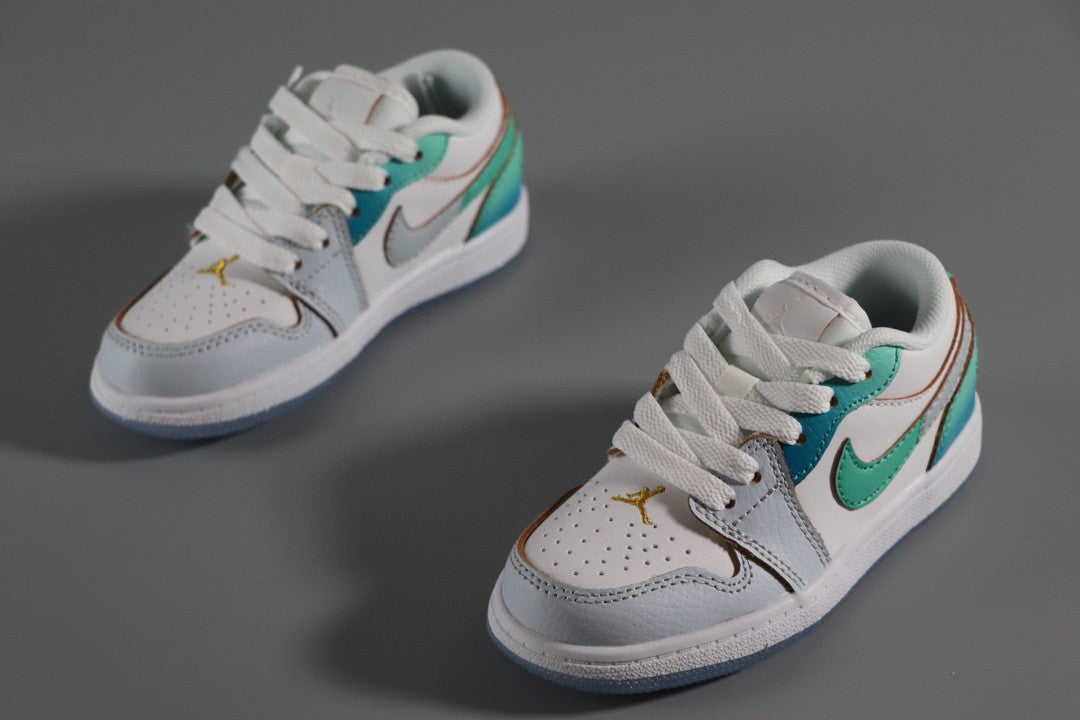 Jordan 1 Classic Kids Shoes" white, turquoise"