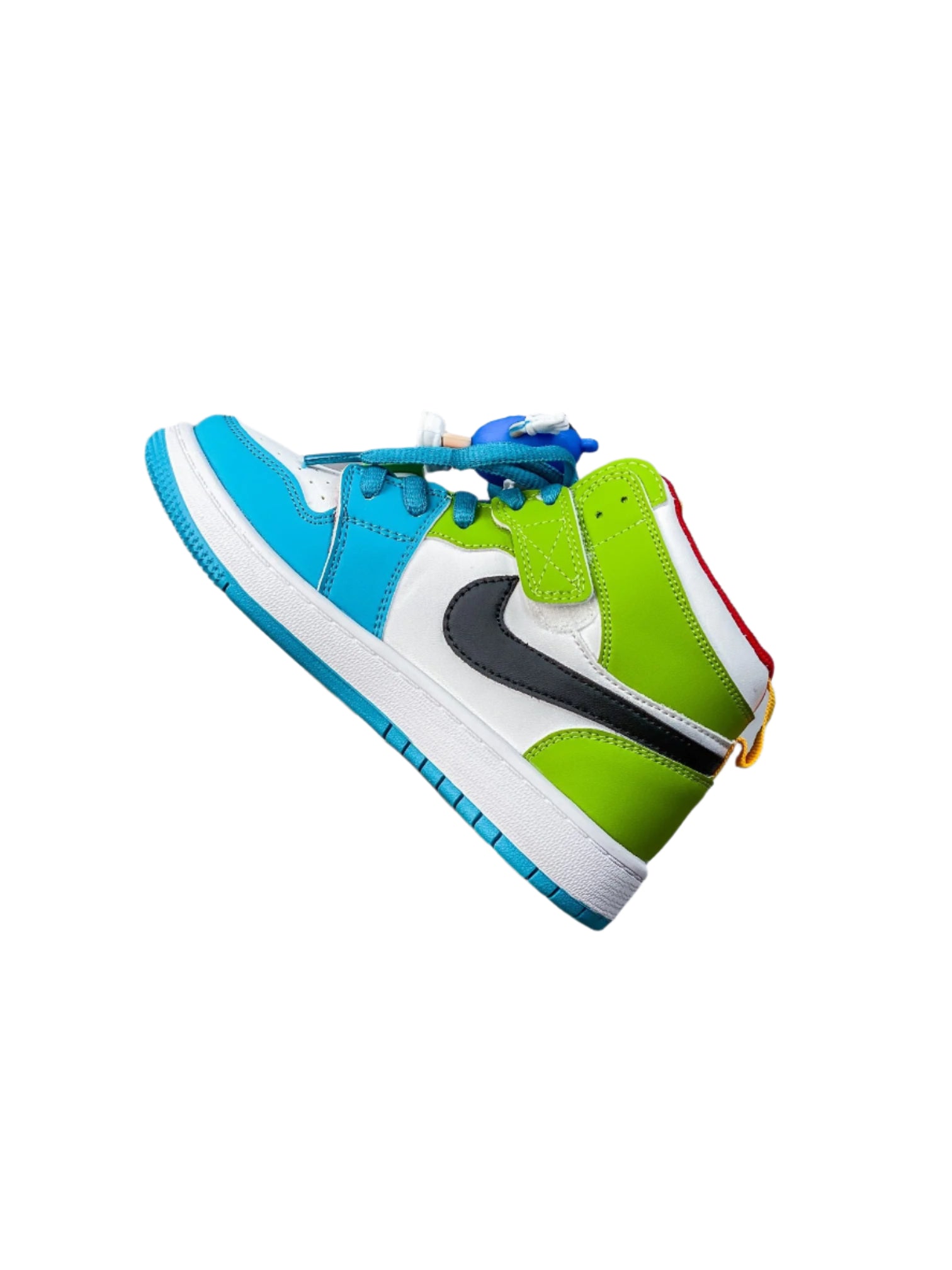 Joe 1 cartoon high top basketball shoes" Green, blue, white"
