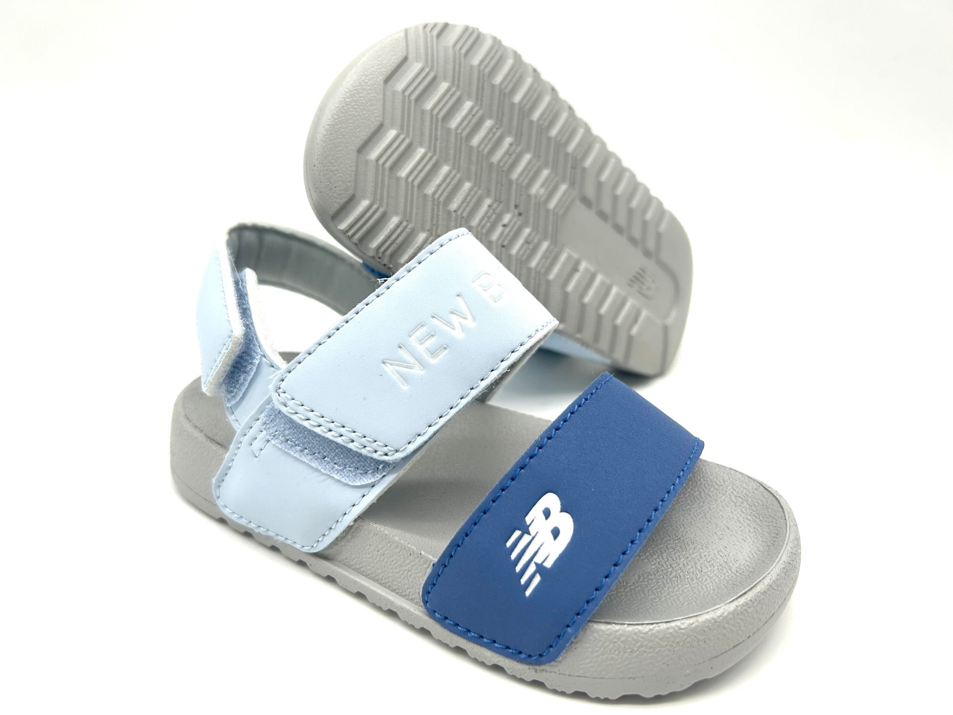 NB open toe sandals" light grey. blue, sky blue"