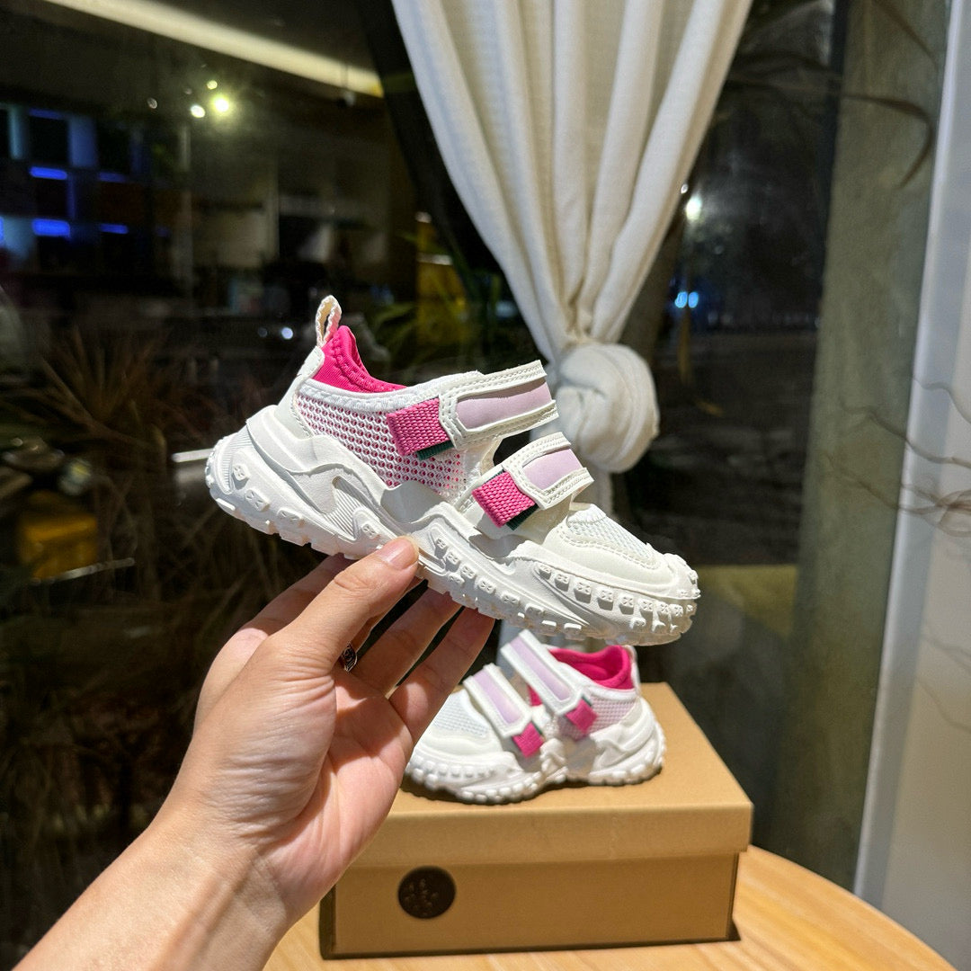 Nike tire bottom Velcro hollow sandals" white, pink"