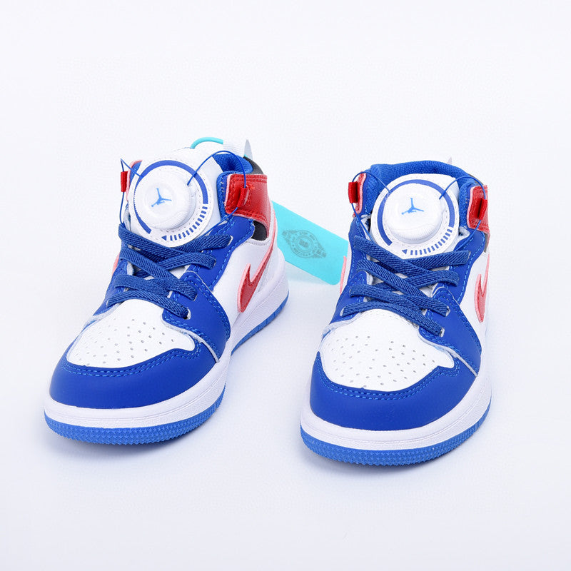 Joe 1 rotating button high top children's shoes" white, blue, red"