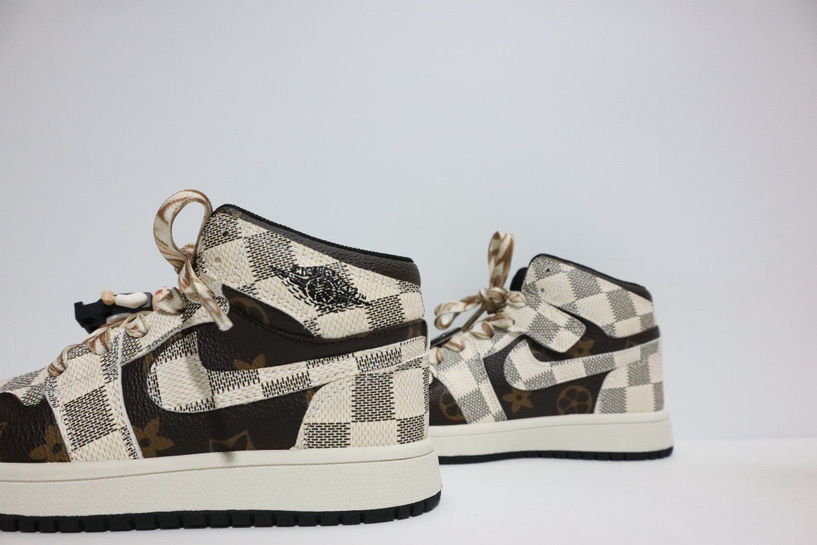 Joe 1 chessboard Lego high school children's shoes" brown, cream"