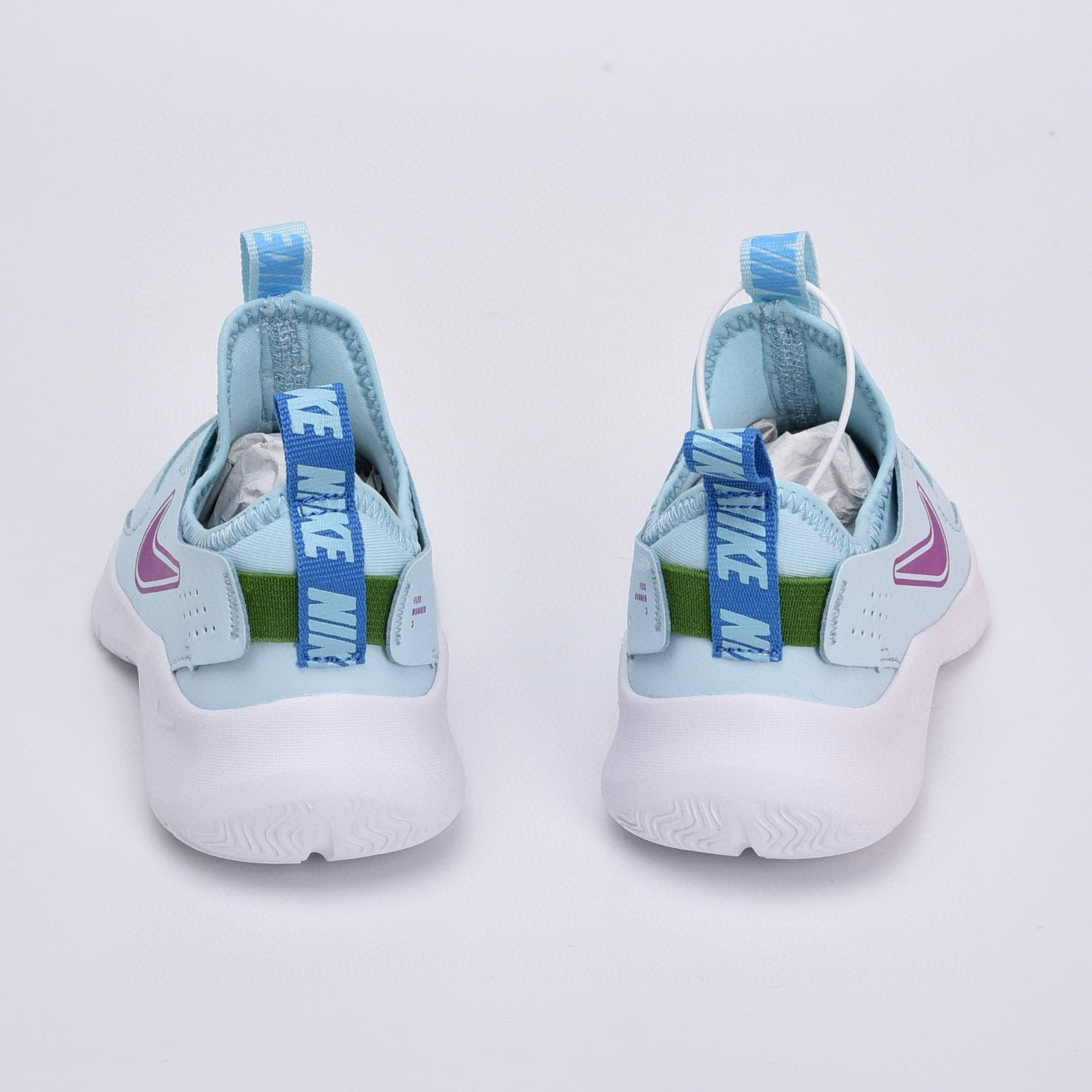 Nike slip-on running shoes" sky blue, purple"