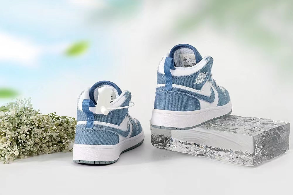Jordan AJ1 children's shoes" white, blue"