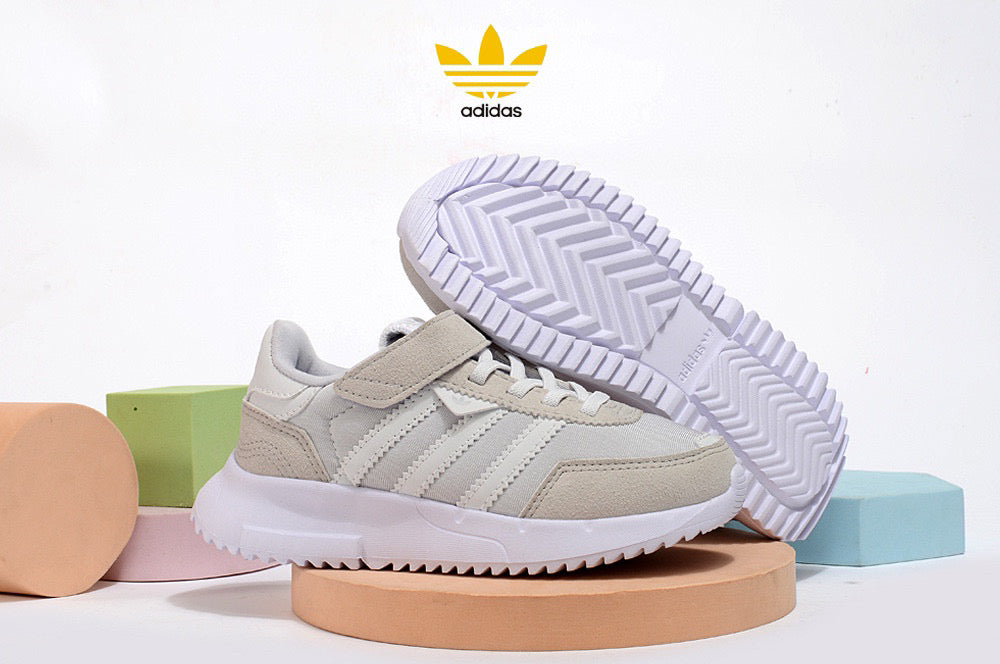 Adidas clover lightweight soft sole" gray, white"