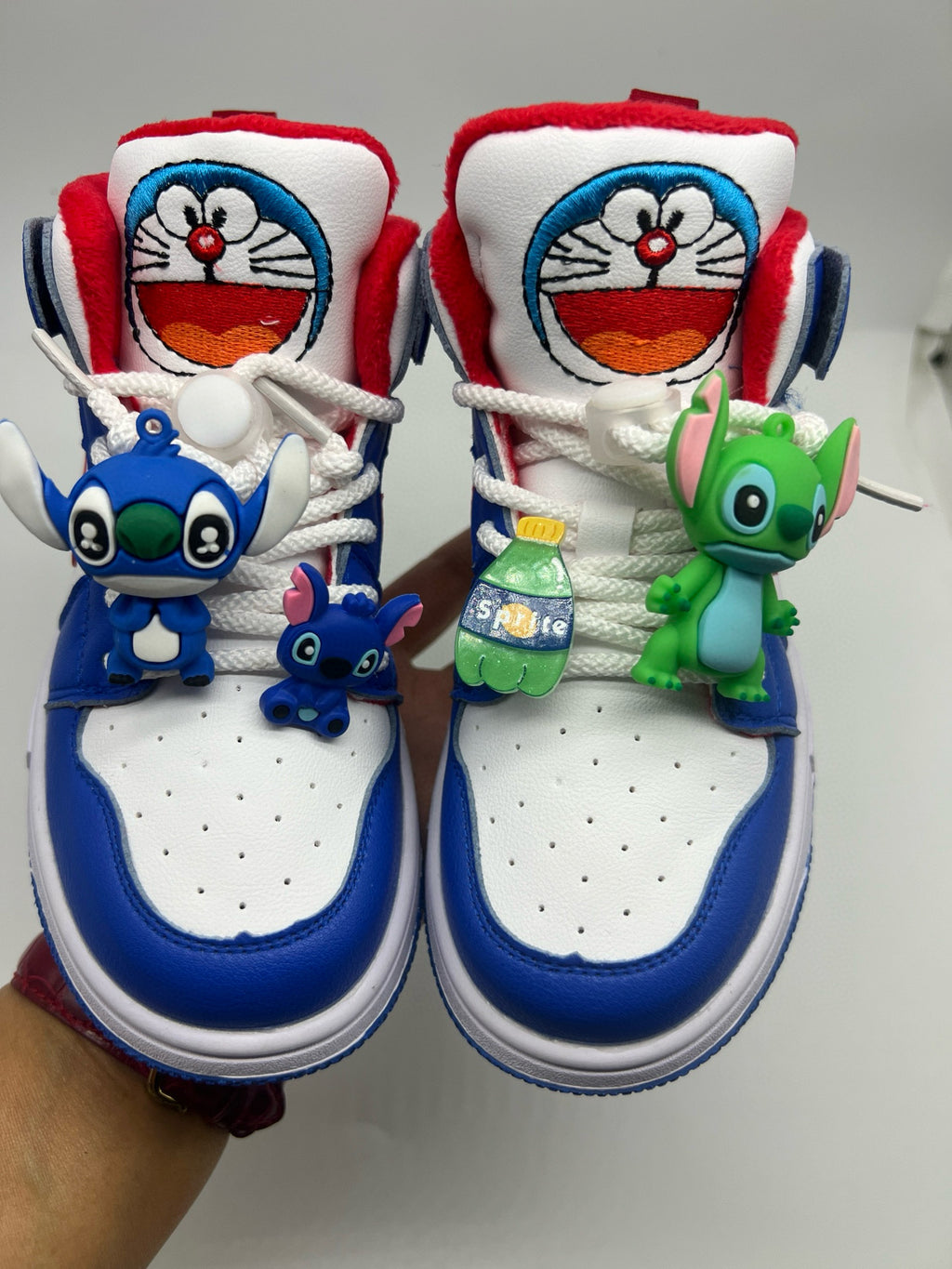 Joe One Cartoon Doll Accessories High Top Sneakers " white, blue"