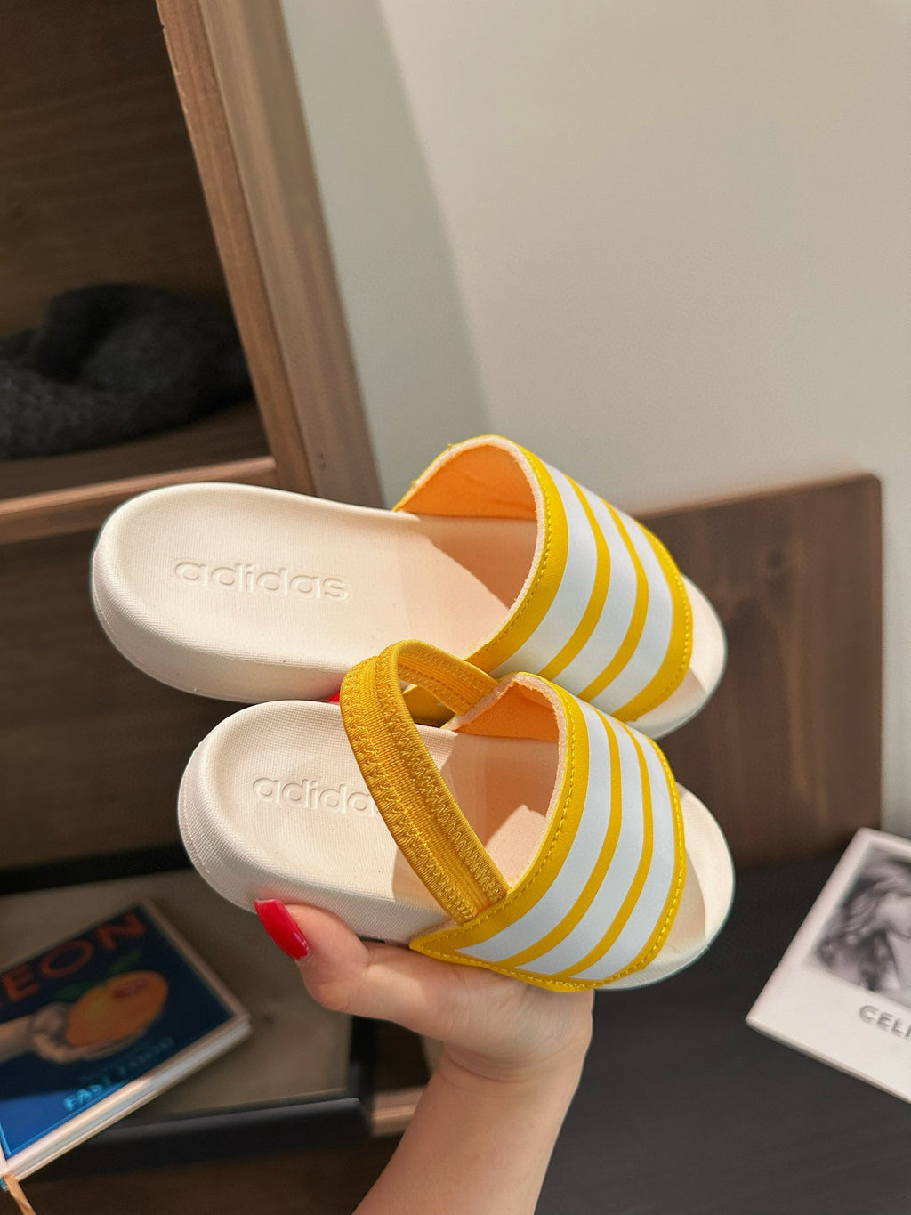 Adidas parent-child sandals" yellow, white"