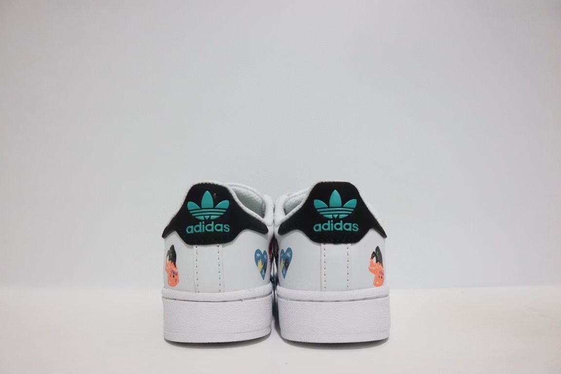 Shell toe two-layer cartoon children's shoes" white"