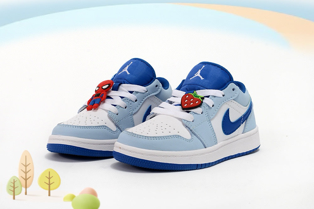 Jordan low-top first generation cartoon children's shoes" white, blue"