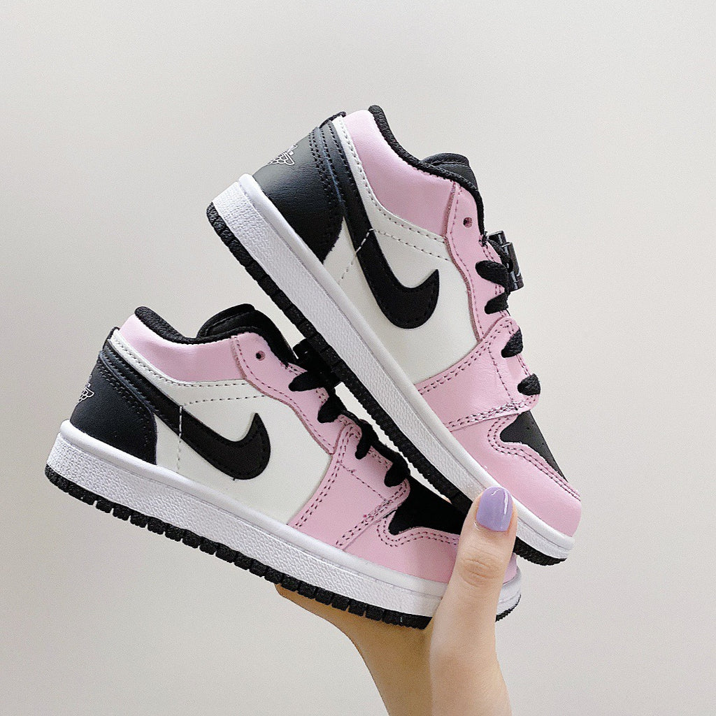 Joe 1 low-top elastic buckle parent-child shoes" white, pink, gray"