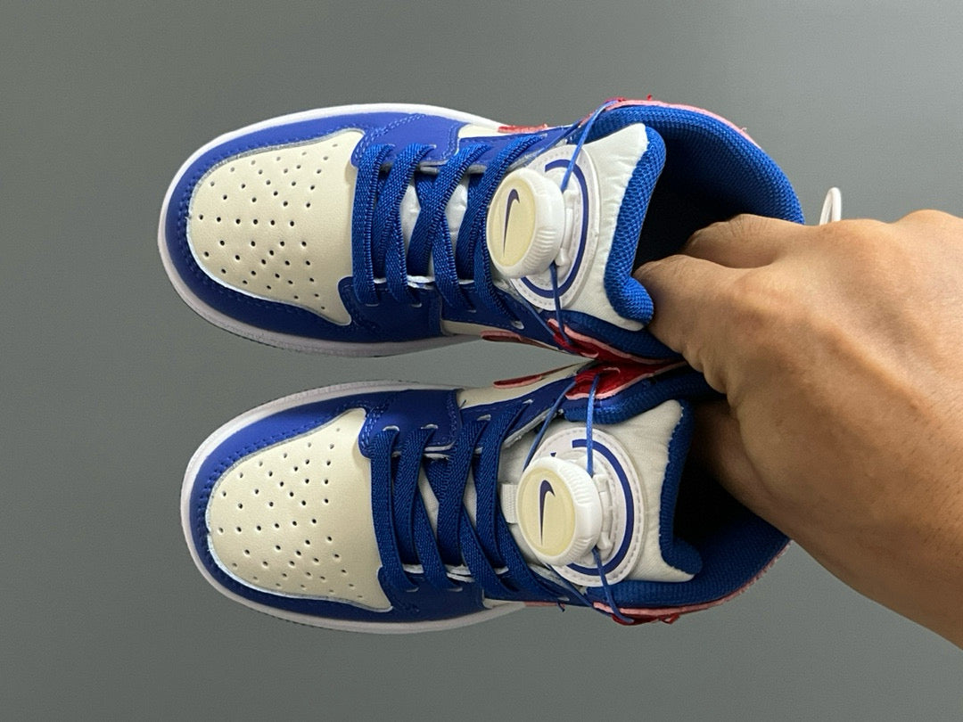 Joe 1 Zhongbang lock children's sports shoes" cream , blue, red"
