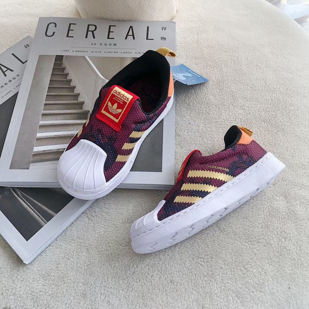 Adidas one-step soft mesh shoes for children" Burgundy, white"