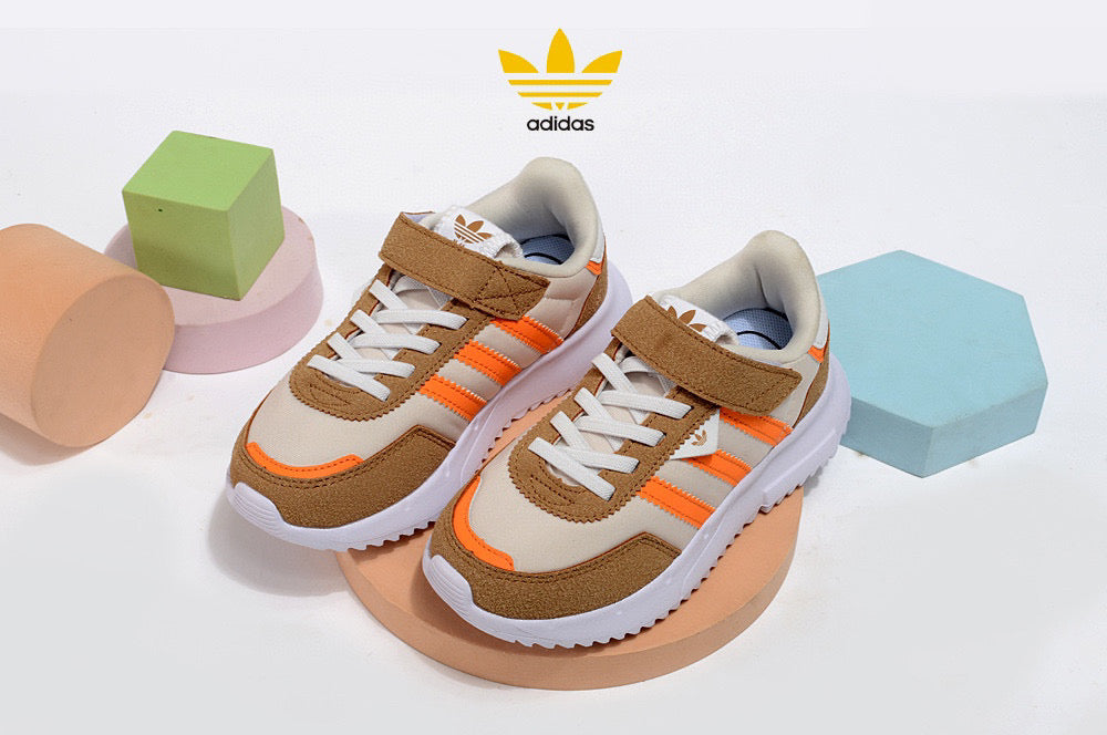 Adidas clover lightweight soft sole" light gray, beige, orange"