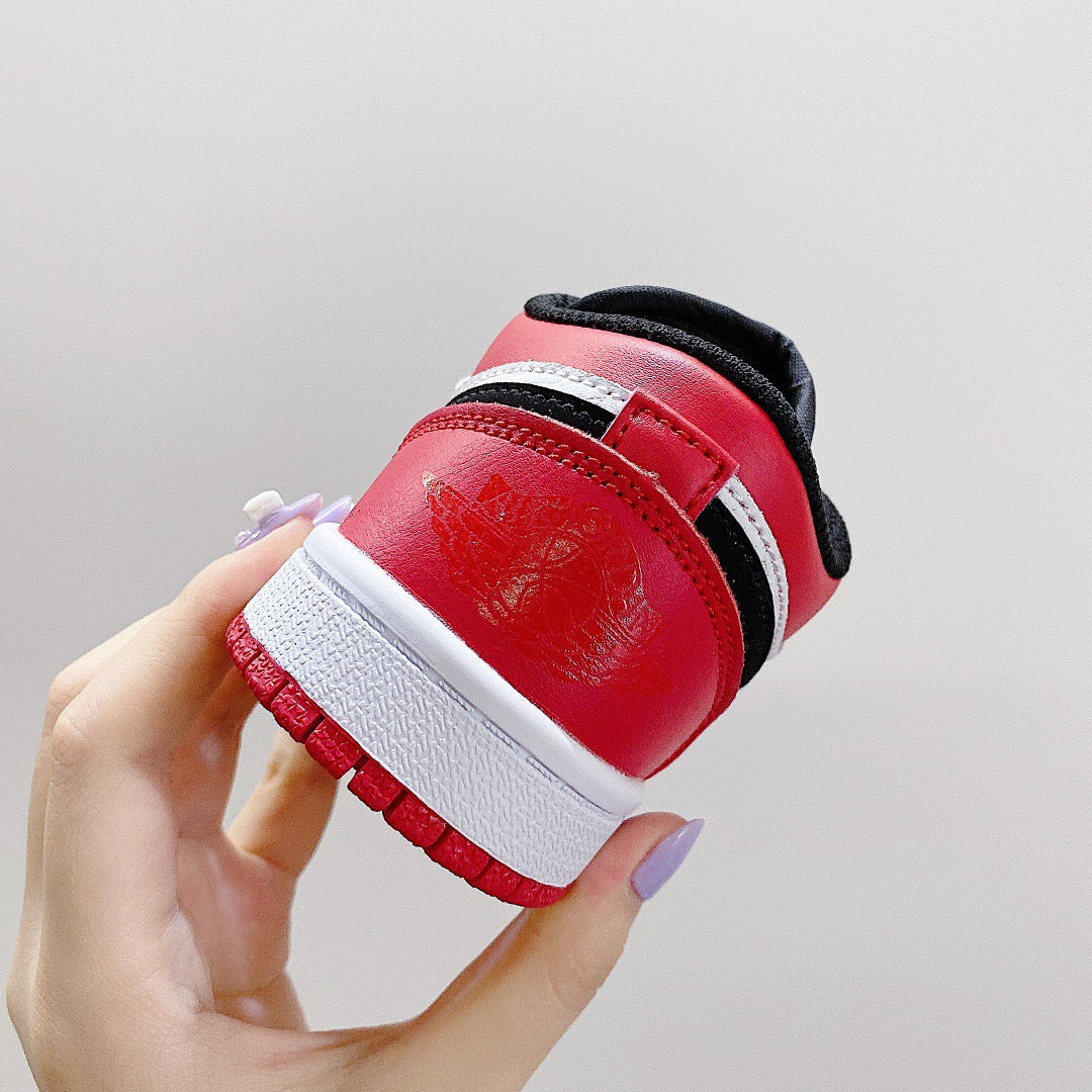 Joe 1 low-top elastic buckle parent-child shoes" white, black, red"