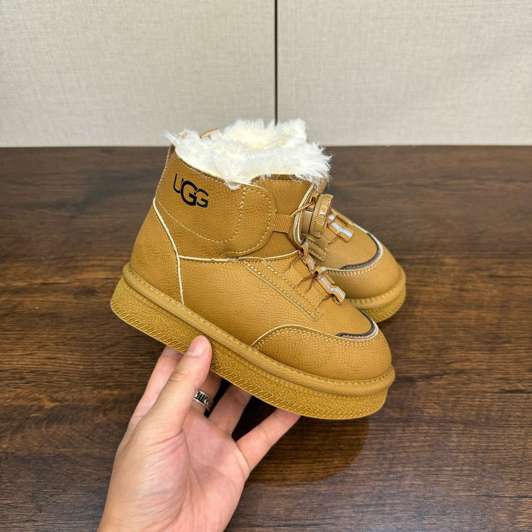 U-GG mid-cut swivel button plus suede leather children's shoes" camel"