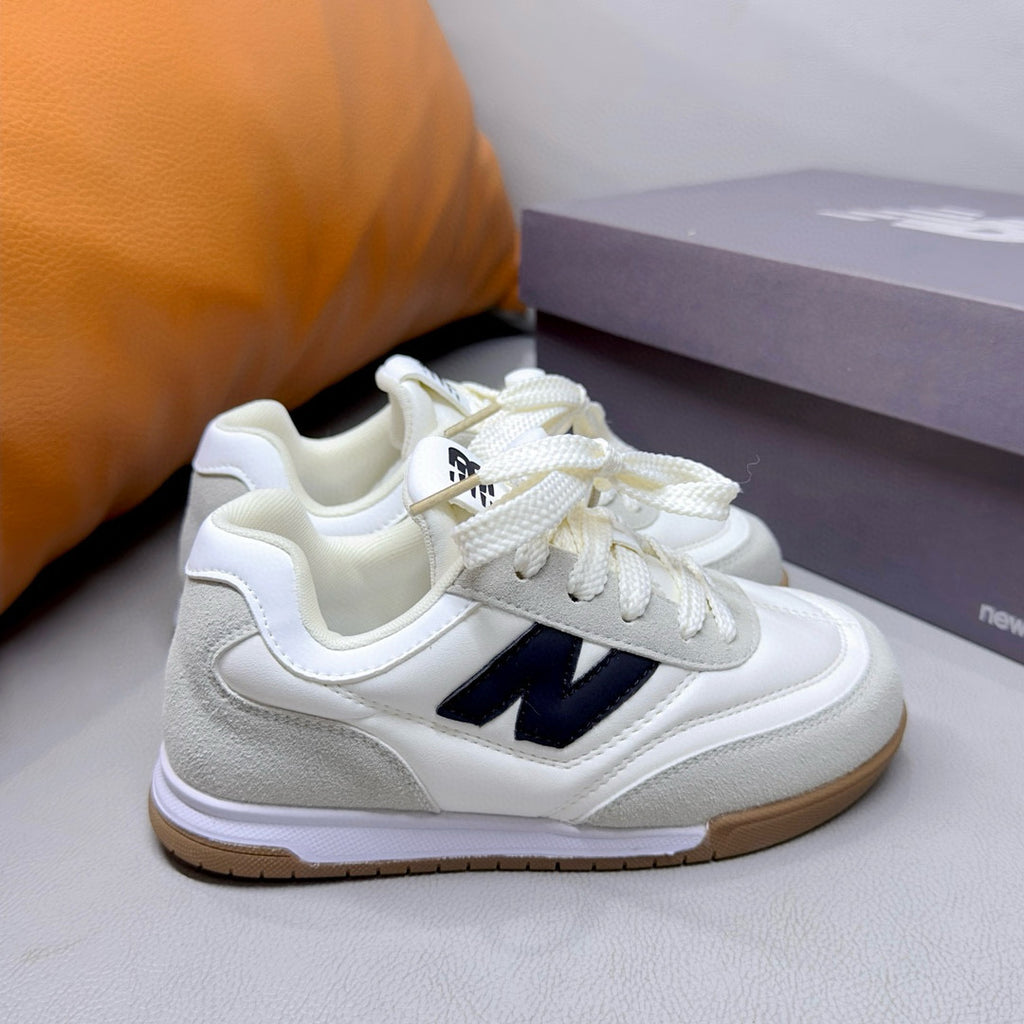 NB URC42LA lace-up buckle children's shoes" white, light gray"