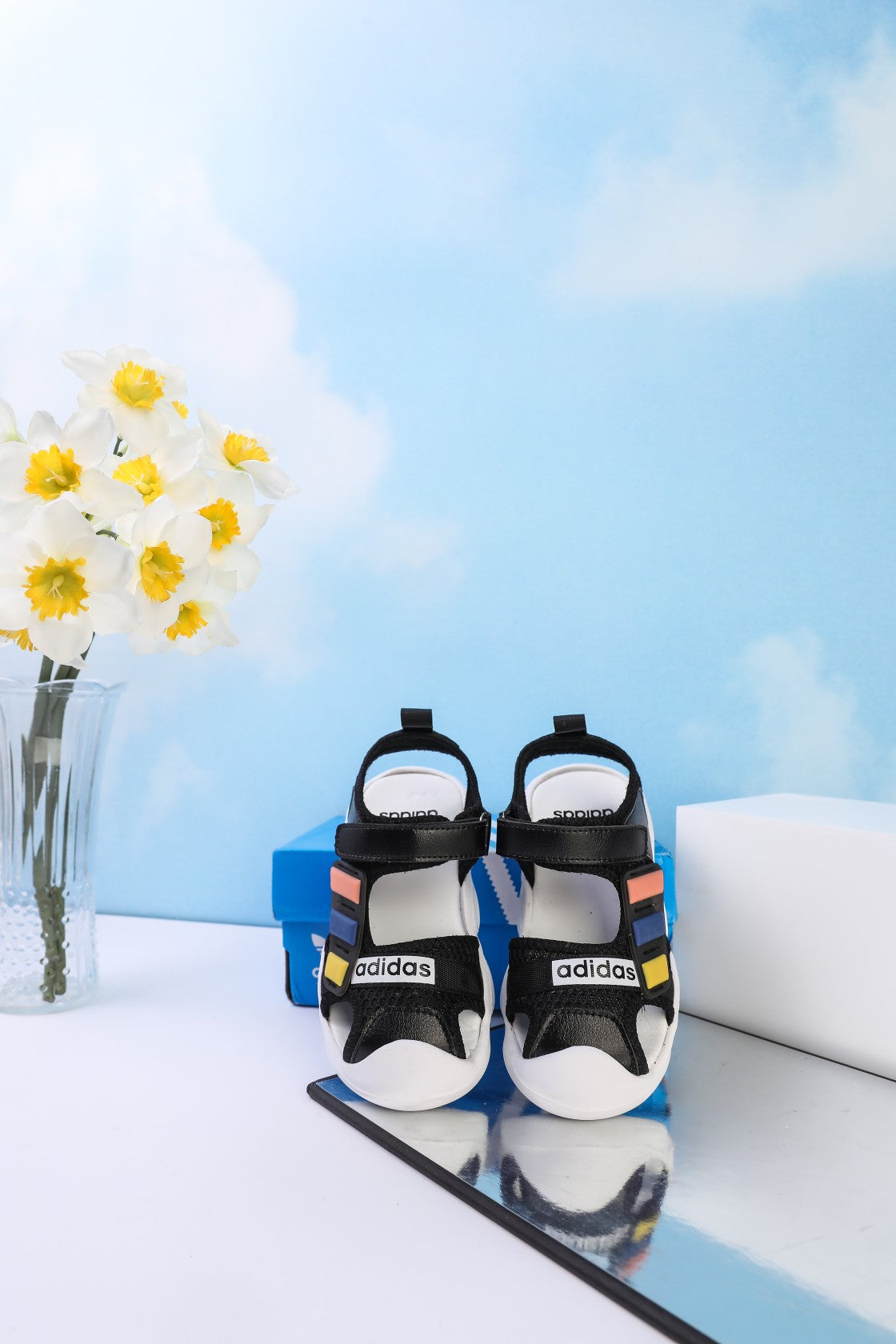 Adidas closed toe sandals" black"