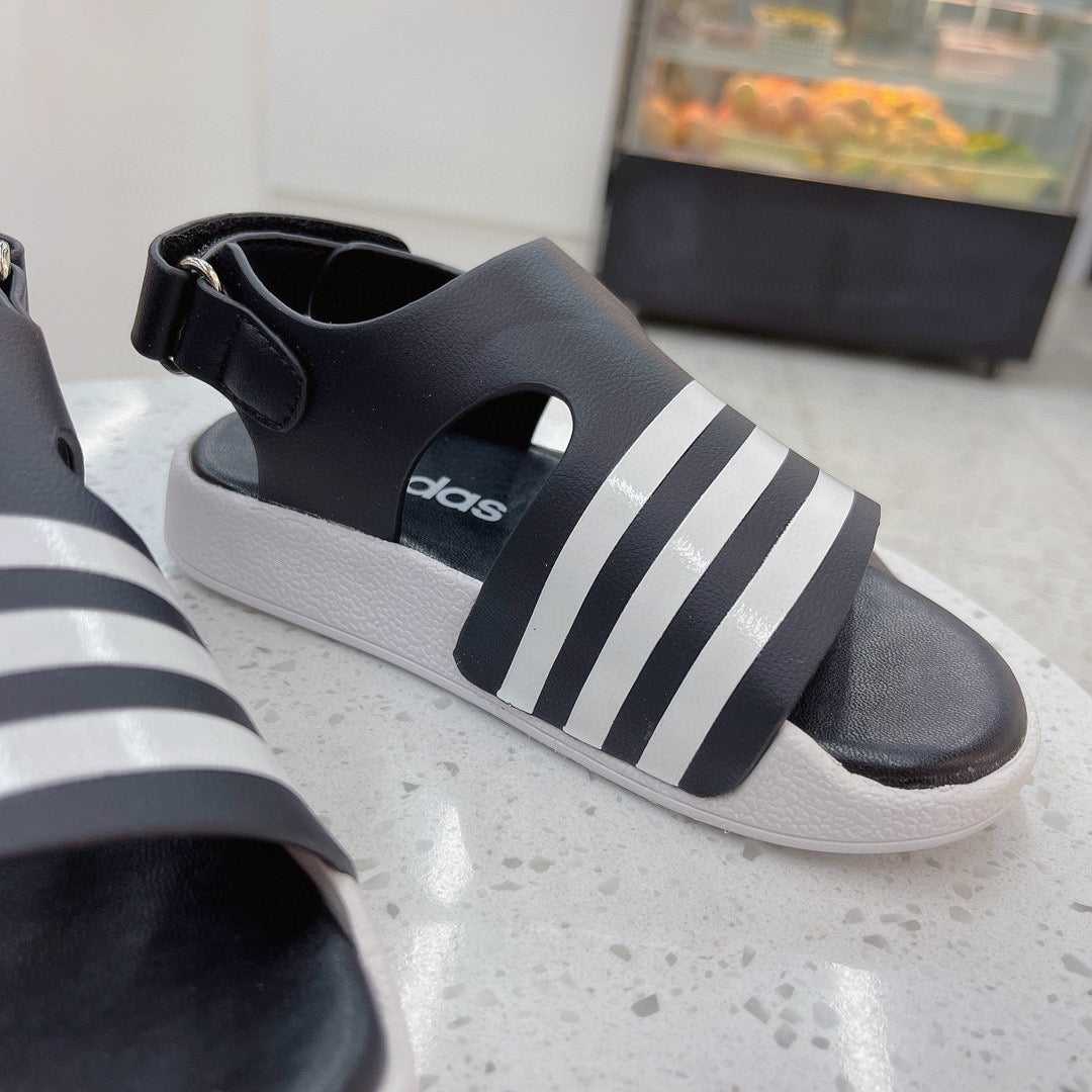 Adidas clover new sandals" black, white"