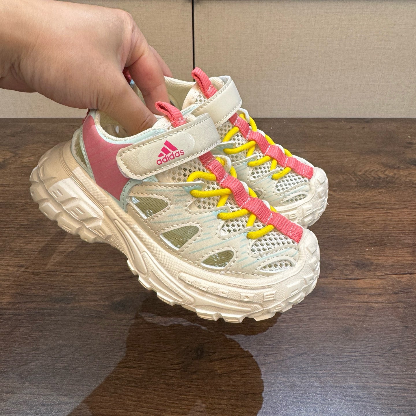 Adidas tire bottom beach shoes" cream"