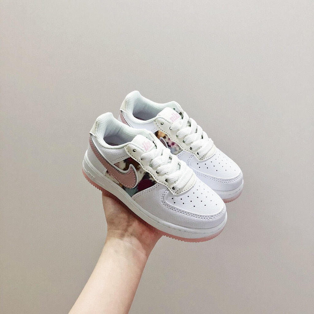 Air Force low-top lace-up sneakers" white, pink"