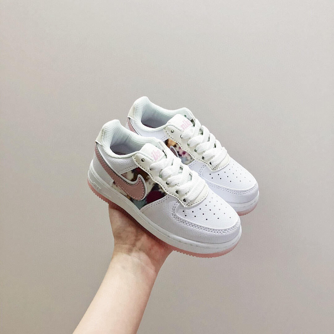 Air Force low-top lace-up sneakers" white, pink"