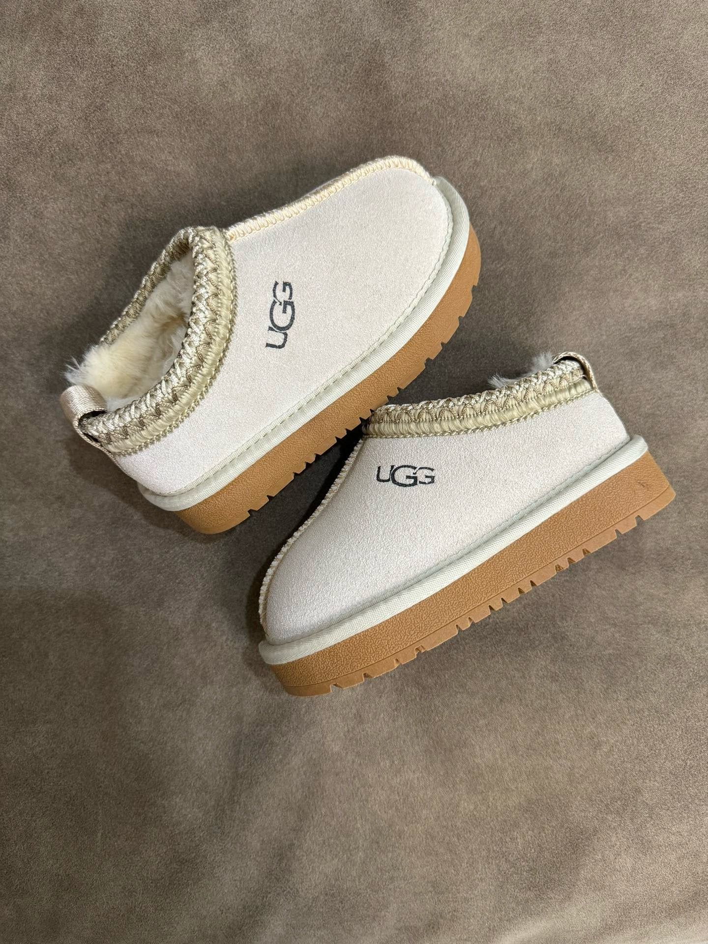 U-GG ethnic style fur short tube snow boots children's shoes " light beige"