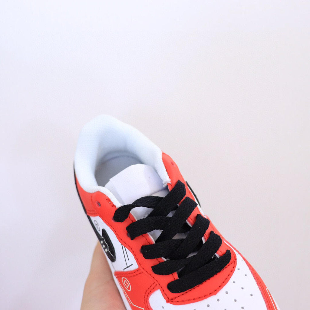 Air Force low-top lace-up sneakers" white, red"