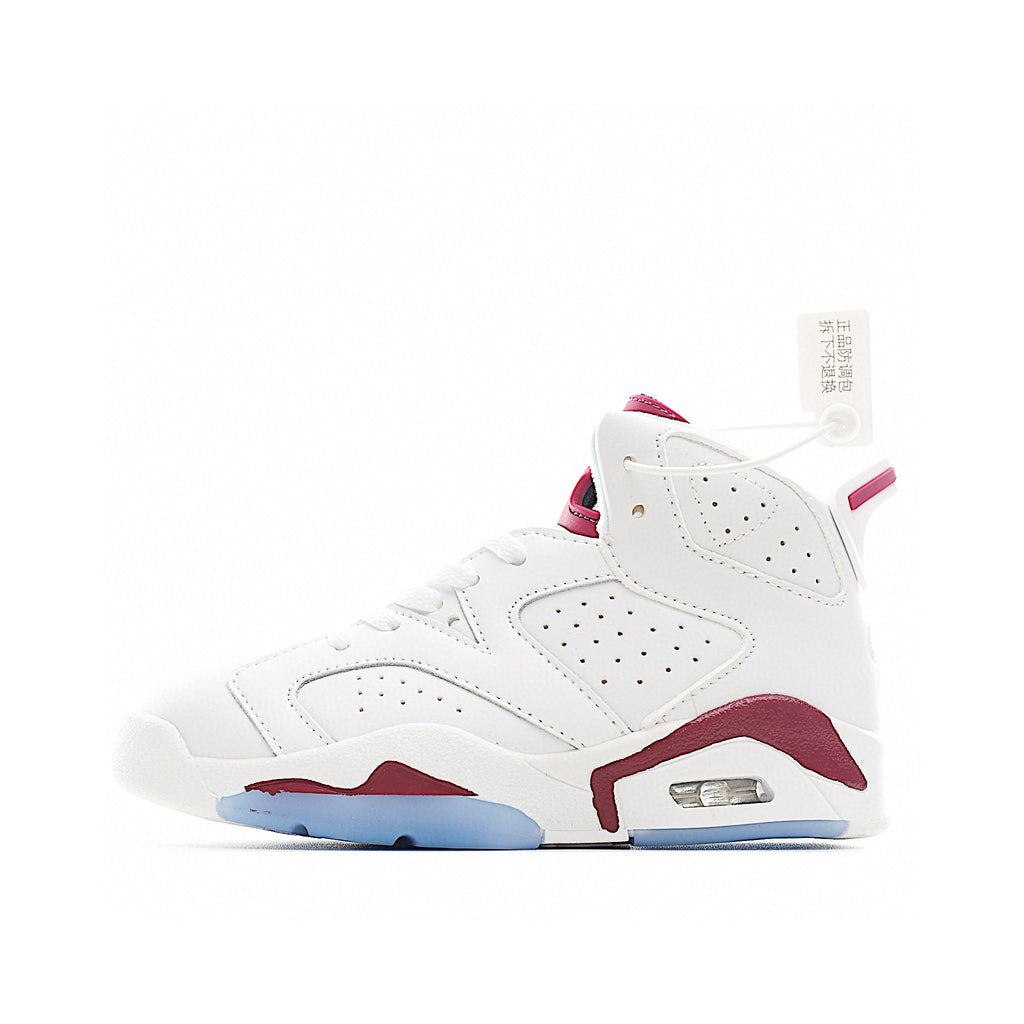 Joe 6 Air Cushion Basketball Shoes for Kids" white, burgundy"