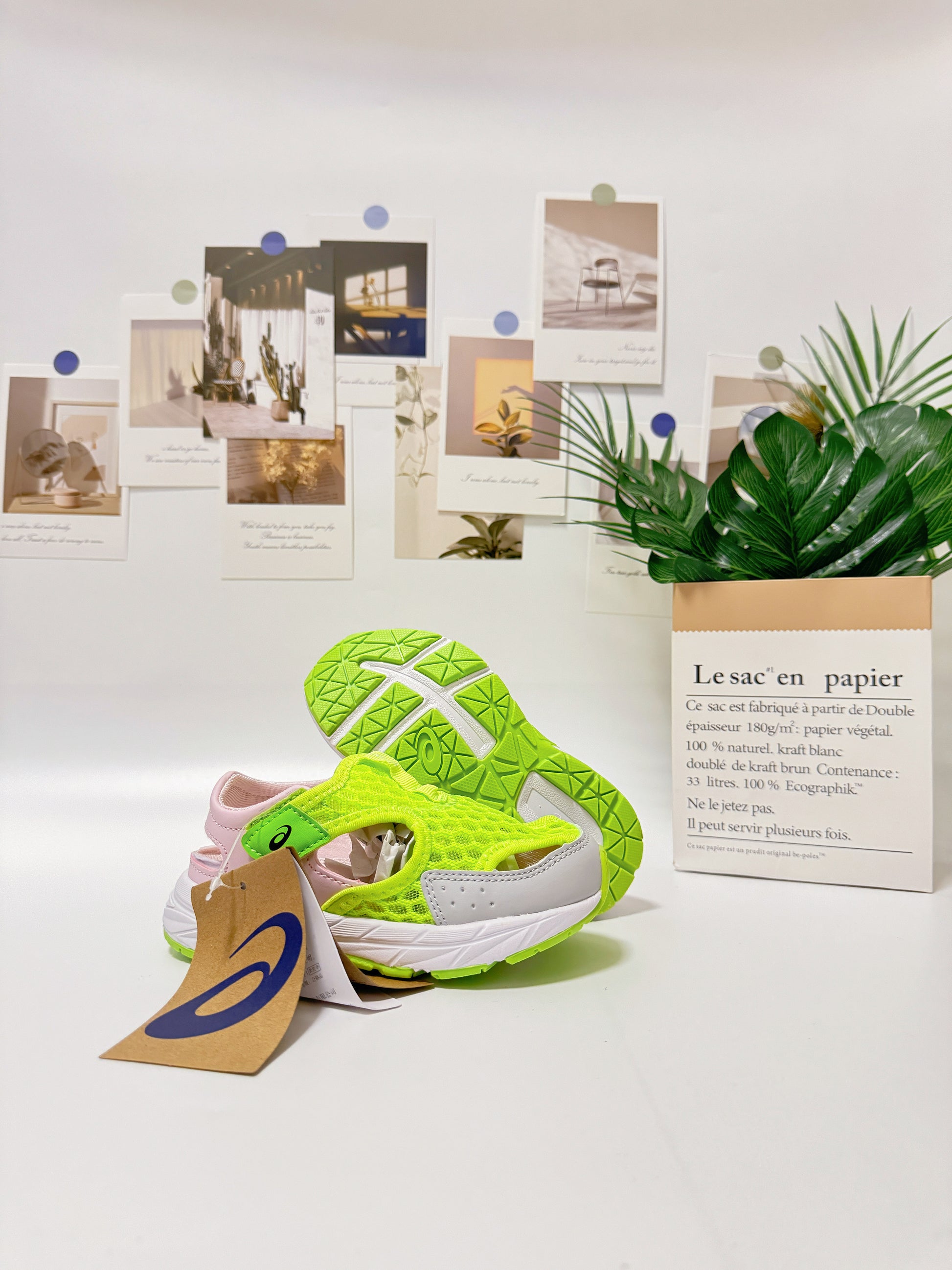 YSS new Velcro sandals" lime green and light pink"