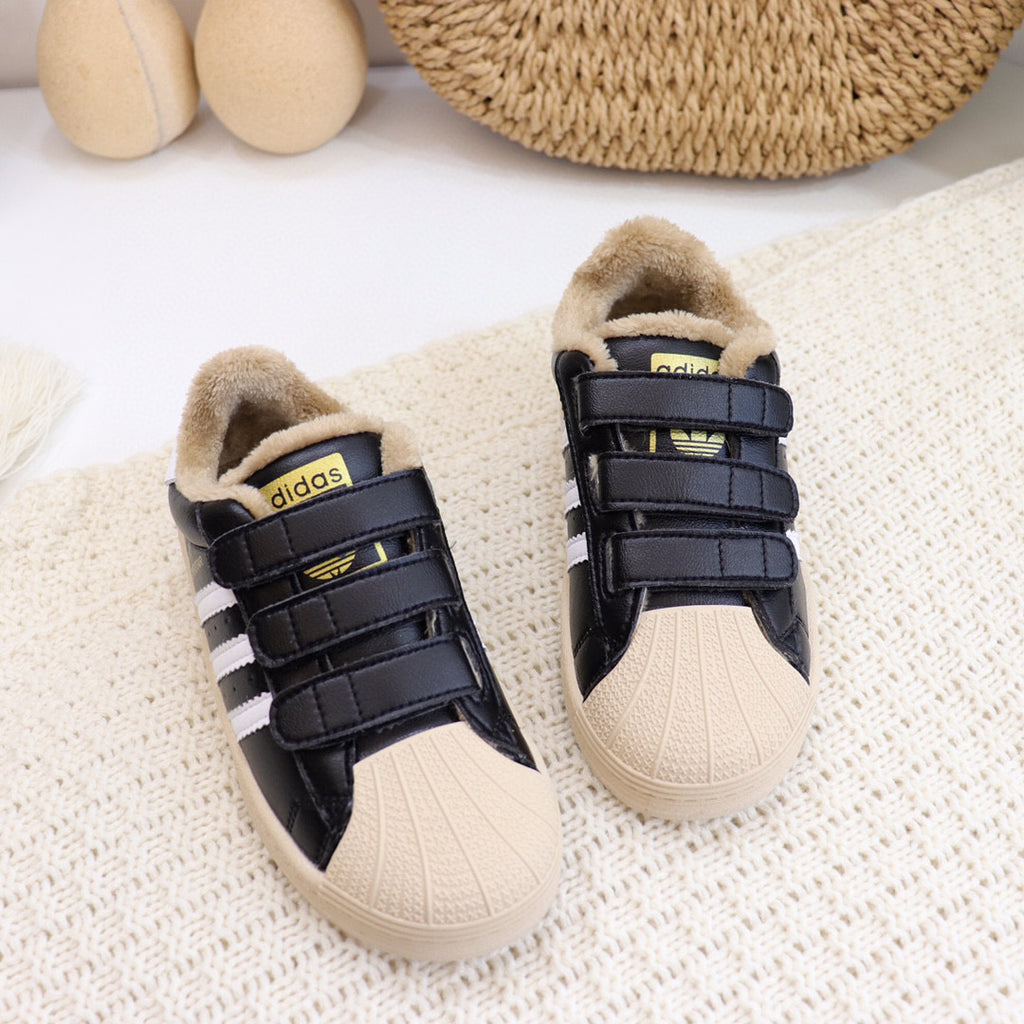 Adidas clover Velcro shell toe plus velvet sneakers" black, beige"