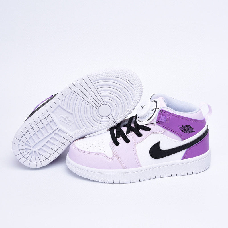 Joe 1 rotating button high top children's shoes" white, purple"
