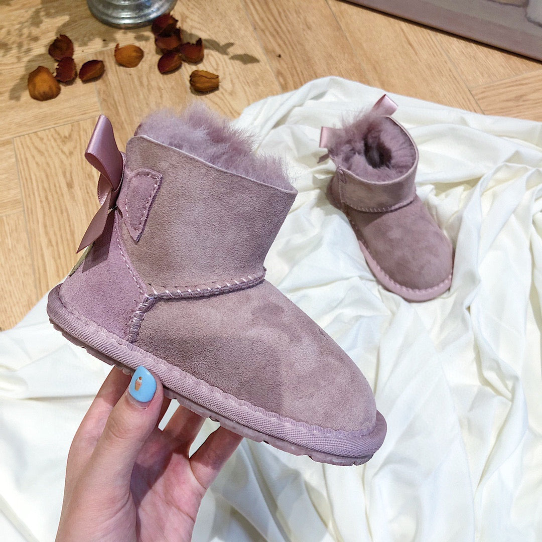 UGG bow wool integrated toddler shoes snow boots"  mauve"