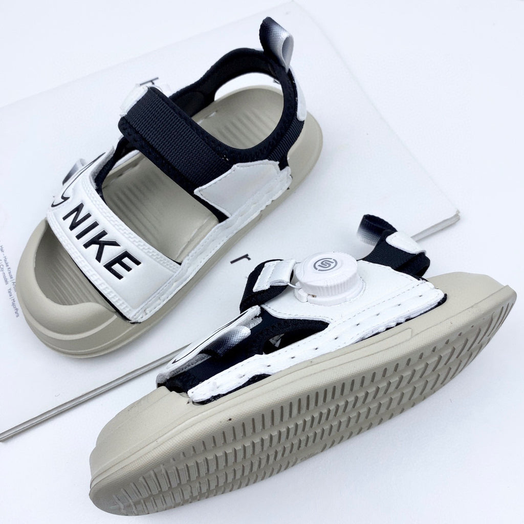 Nike Twist Lock Closed Toe Sandals "light gray, navy"