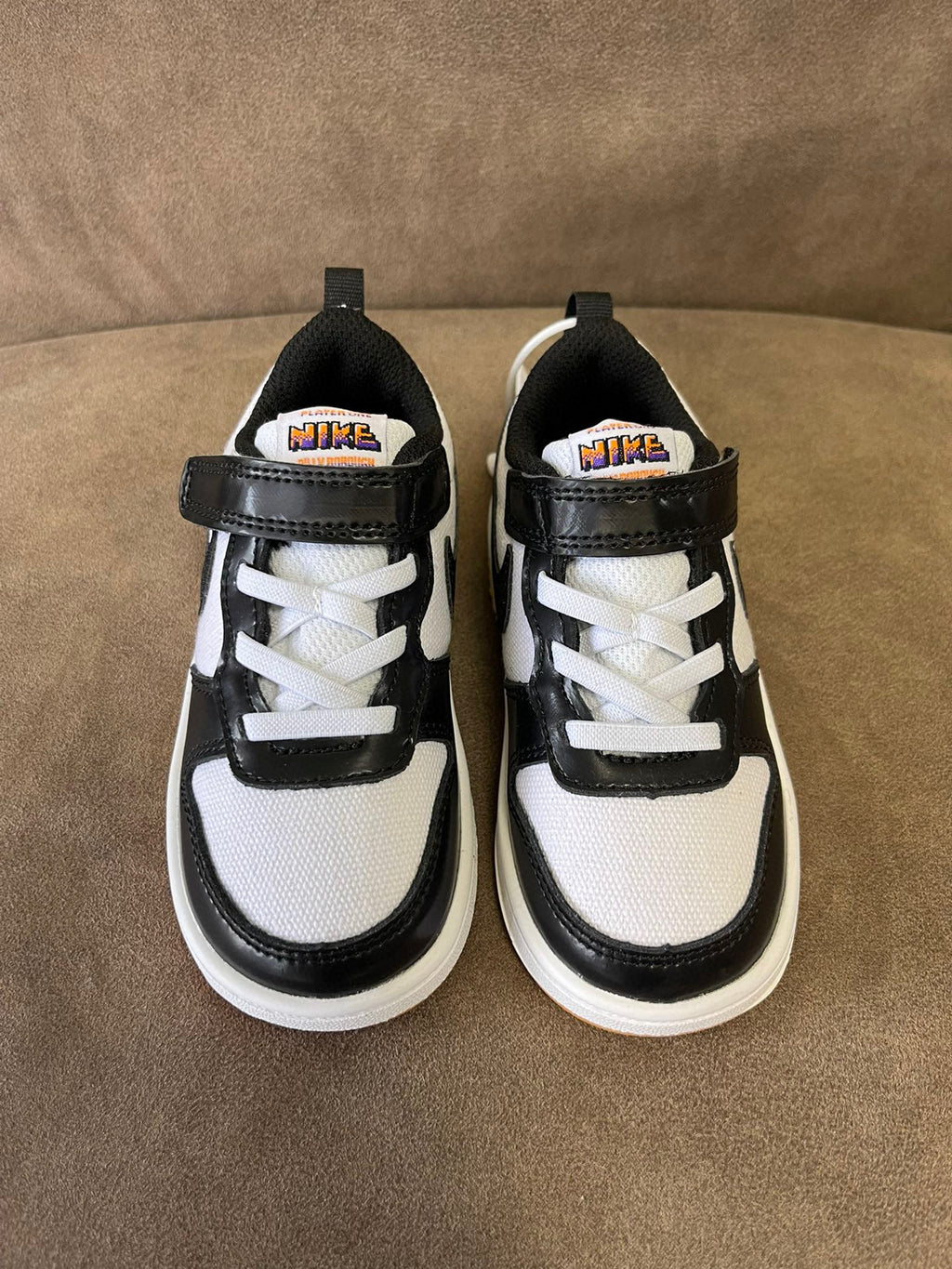 NIKE workwear Air Force One mesh elastic band Velcro children's shoes" white, black"