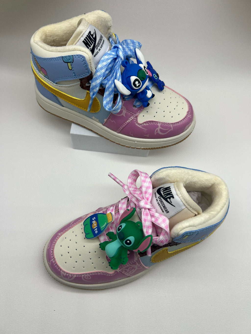 Joe One Cartoon Doll Accessories High Top Sneakers " Cream, purple"