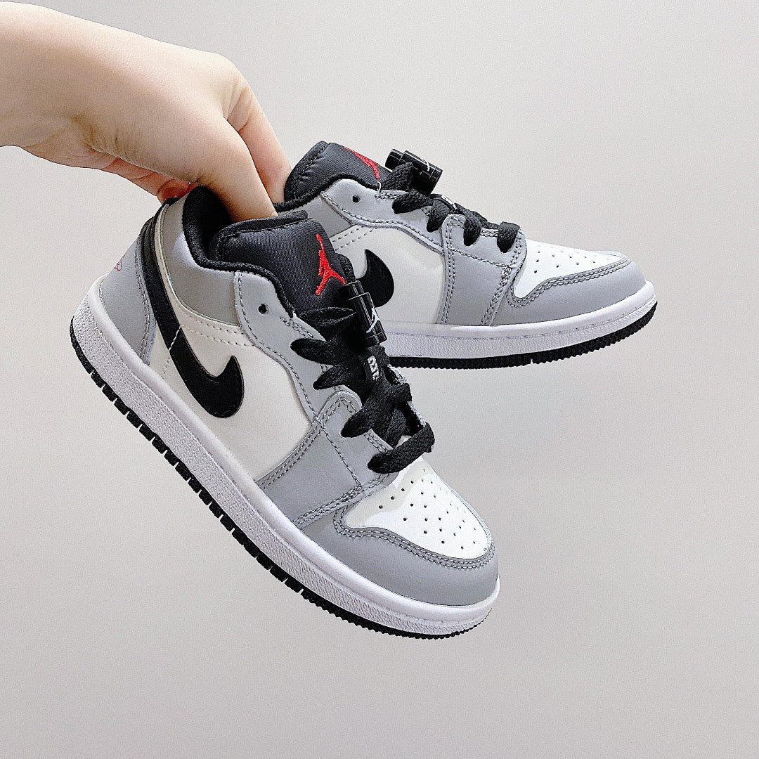 Joe 1 low-top elastic buckle parent-child shoes" white, gray"