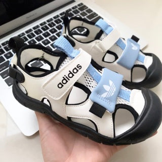 Adidas Velcro Stream Tracing Soft-soled Children's Beach Sandals" white, blue, black"