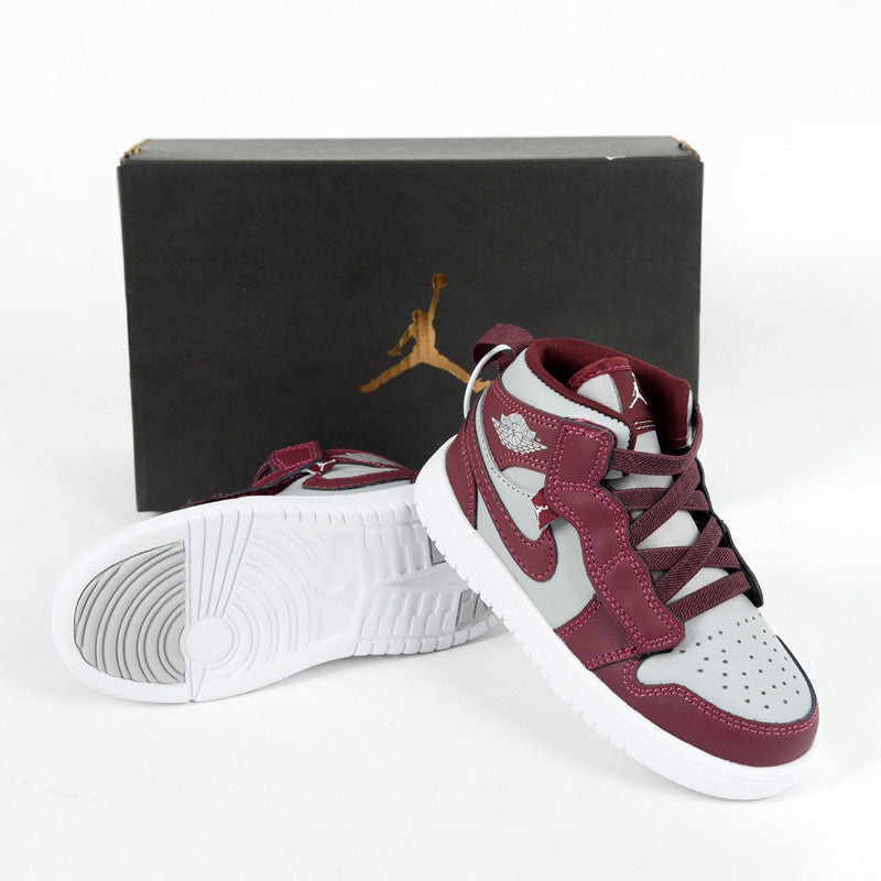 Jordan high top elastic band" burgundy, light gray"