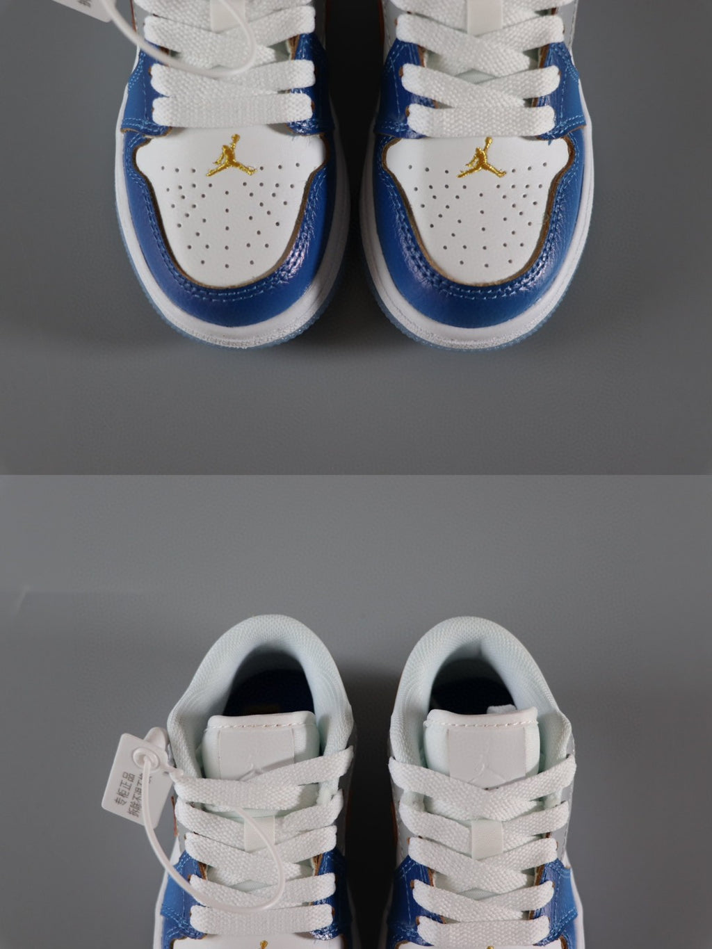 Jordan 1 Classic Kids Shoes" white, blue, gray"