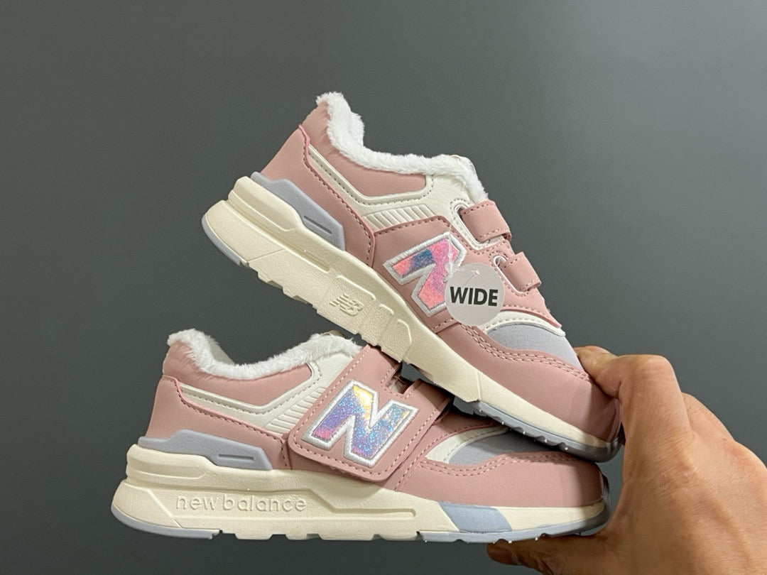 NB997 Velvet Velcro Children's Shoes" cream, pink"