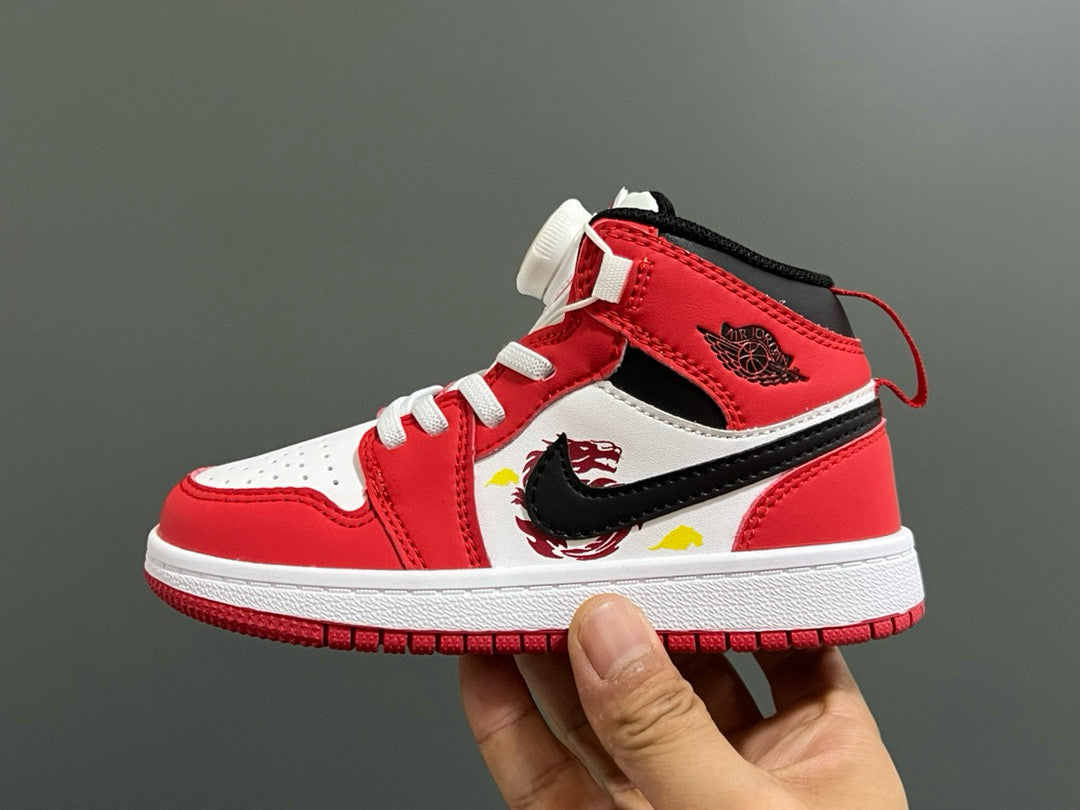 Joe 1 Zhongbang lock children's sports shoes" white, red"