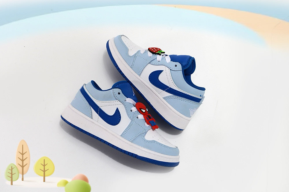 Jordan low-top first generation cartoon children's shoes" white, blue"
