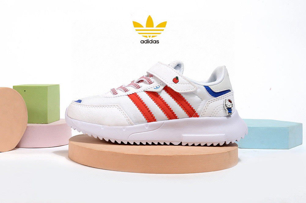 Adidas clover lightweight soft sole" white, red"