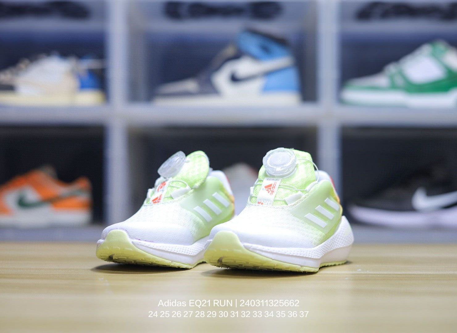 EQT Adidas popcorn lock shoes for children" white, lime green"